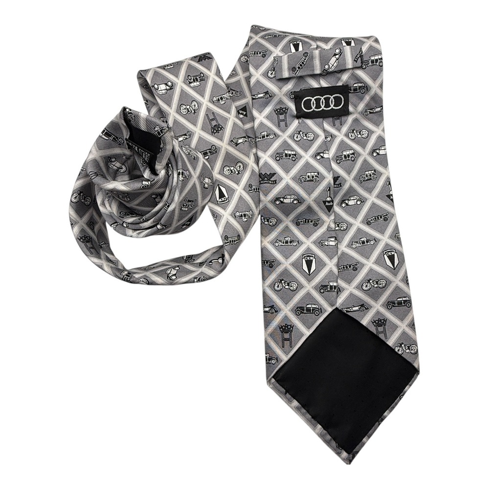Audi‎ Logo Silk Tie Antique Cars Motorcycles, Silk Men's Gift Novelty - Picture 2 of 11